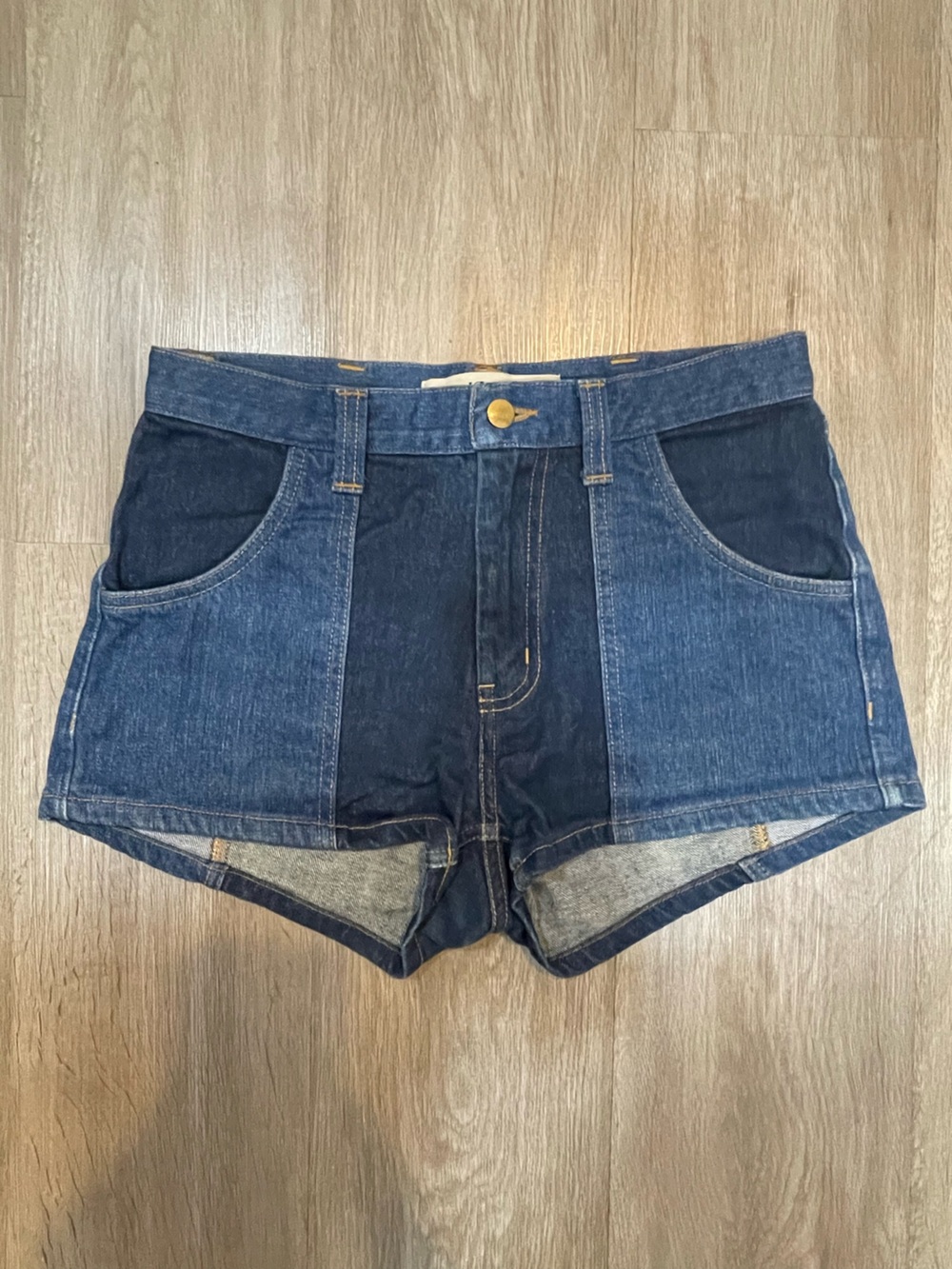 Stoned Immaculate Two-Tone Dark and Medium Blue Denim Shorts